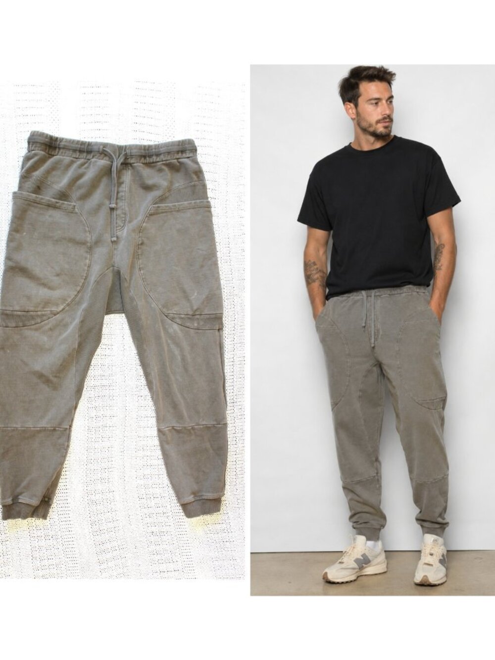 Men's Stone Gray Drawstring Utility Jogger Pants